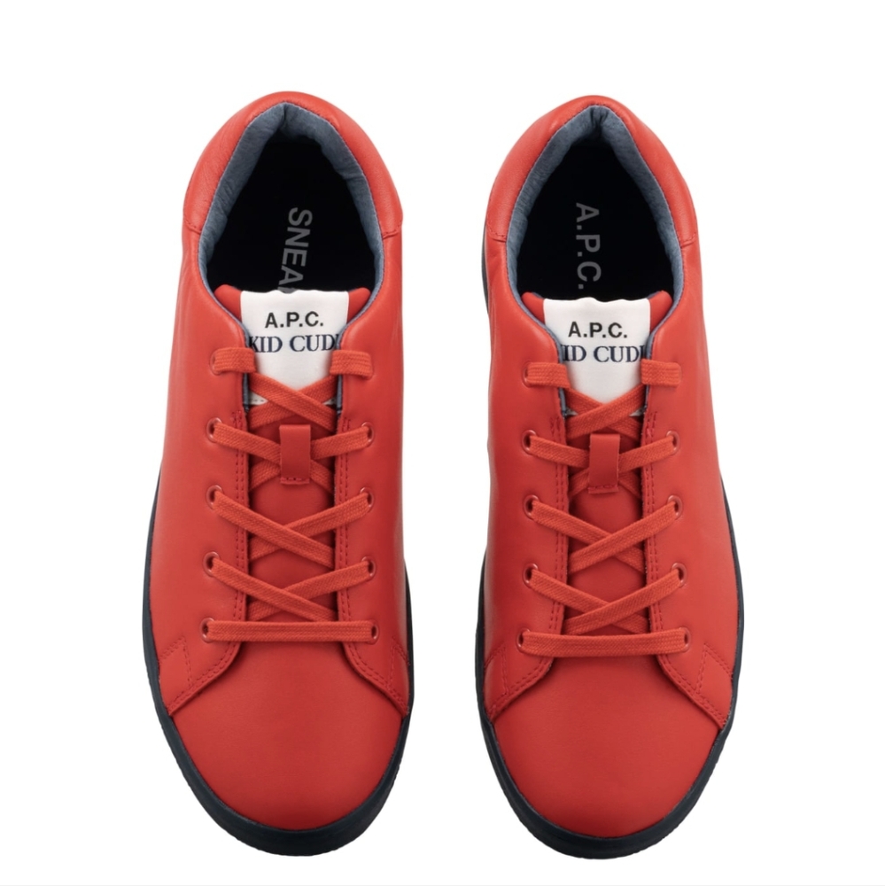 A.P.C. x Kid Cudi | Red Leather Sneakers Size 7.5 Men 9 Women Like New